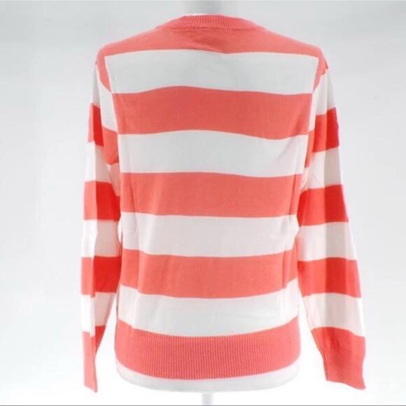 Candace Cameron Bure Lightweight Pink & White Striped Sweater - Large - Picture 3 of 7